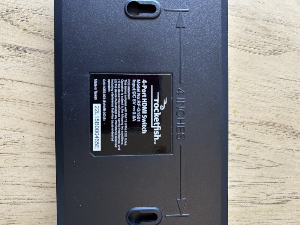 Rocketfish Model: RF-G1501 4K 4-port HDMI Switch - Black Used. As Seen In Pics